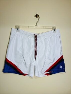 BOAST Swim Tennis Gym Trunks with Blue & Red Chevron Accents